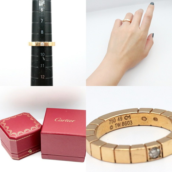 CARTIER Laniere Ring 49 About No. 9 Diamond 750 K18YG Yellow Gold Women's Jewelr - Picture 8 of 10